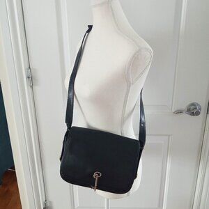 Vintage Dark Blue Leather Crossbody Bag
